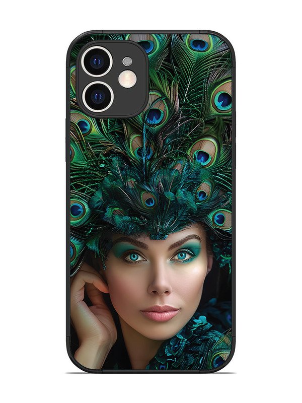 iPhone 12 Girl with peacock feather Crown
