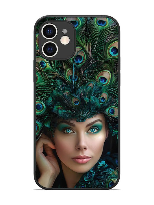 iPhone 12 Girl with peacock feather Crown