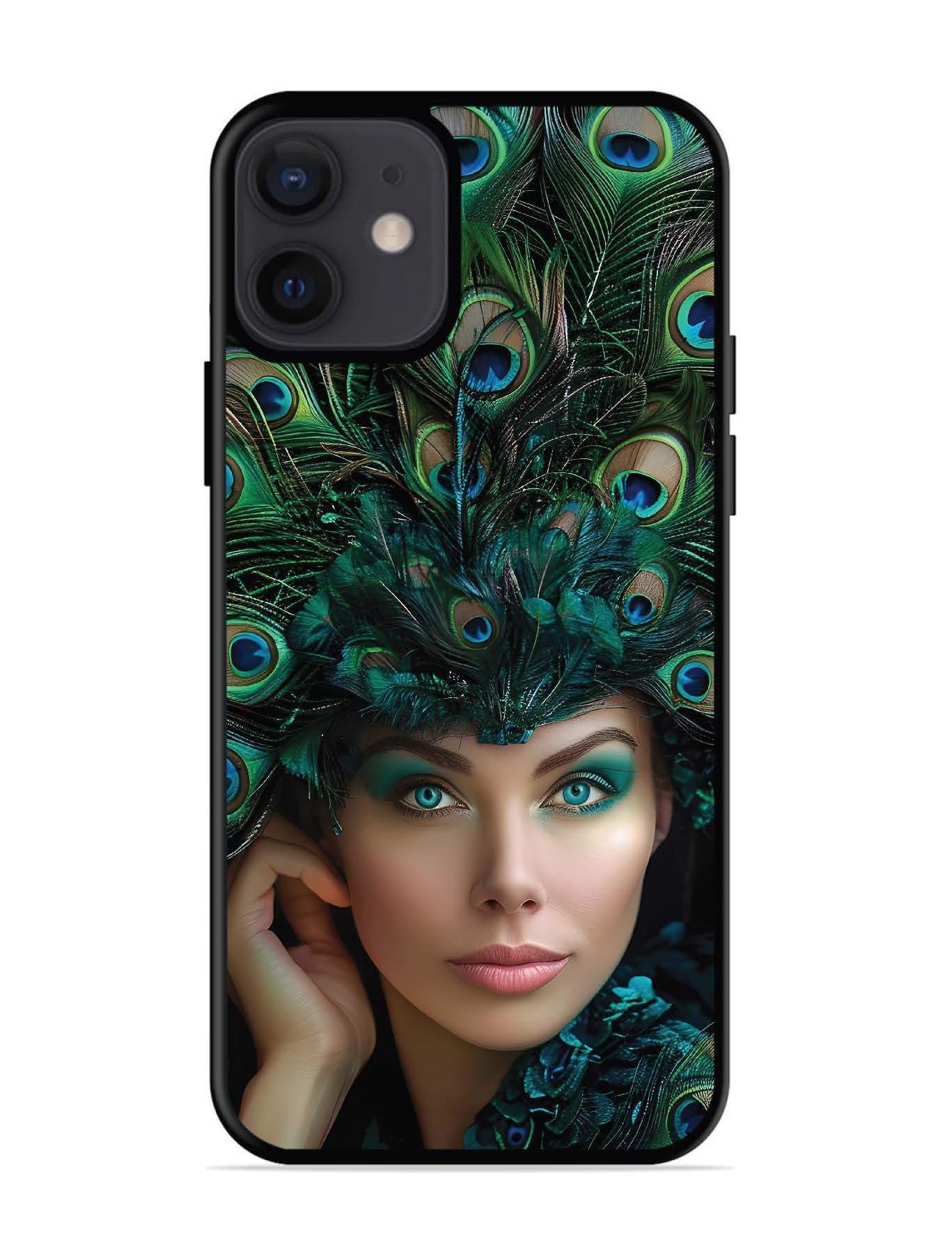 iPhone 12 Mini Girl with peacock feather Crown