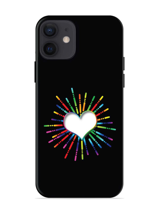 iPhone 12 Mini Colourful Heart on Black