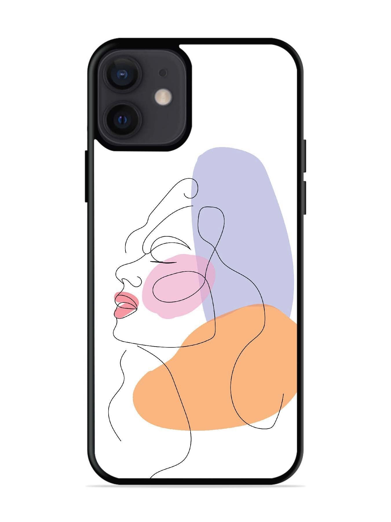 iPhone 12 Mini Line Art Girl Face