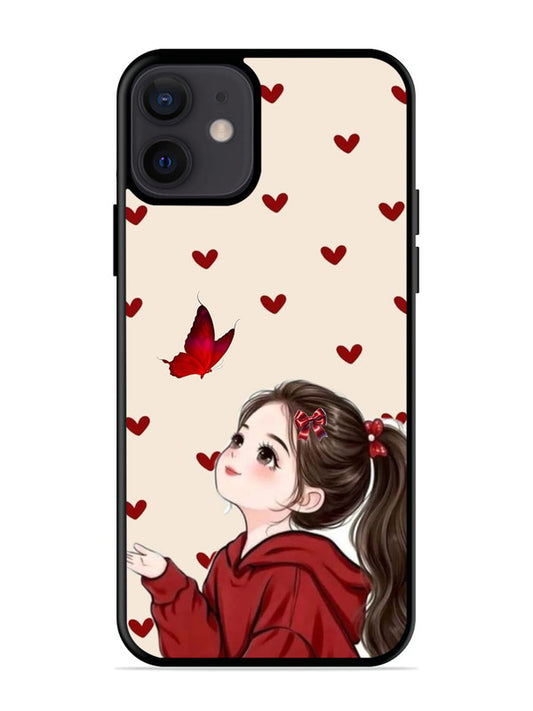 iPhone 12 Mini Beautiful girl with red butterfly