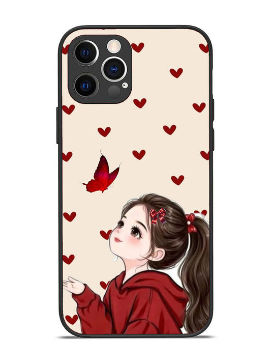 iPhone 12 Pro Beautiful girl with red butterfly