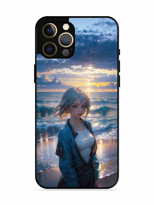 iPhone 12 Pro Max Anime Girl Beach Ocean Waves