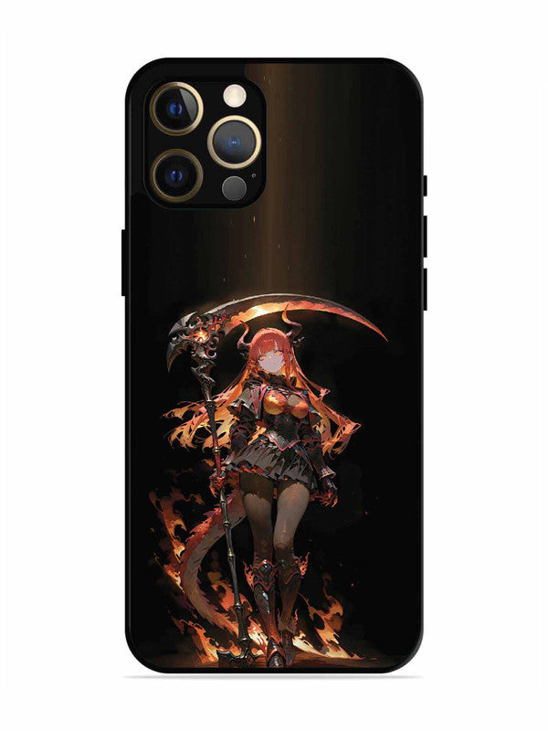 iPhone 12 Pro Max anime-girl-sycthe-red-hair-horn