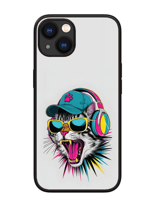 iPhone 13 Neon Pop Art DJ Cat Vibe