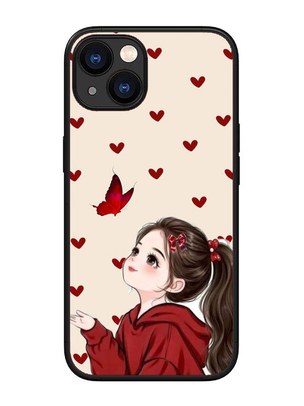 iPhone 13 Beautiful girl with red butterfly