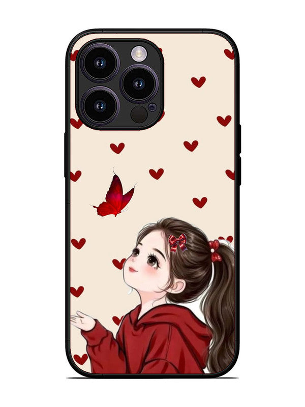 iPhone 13 Pro Beautiful girl with red butterfly