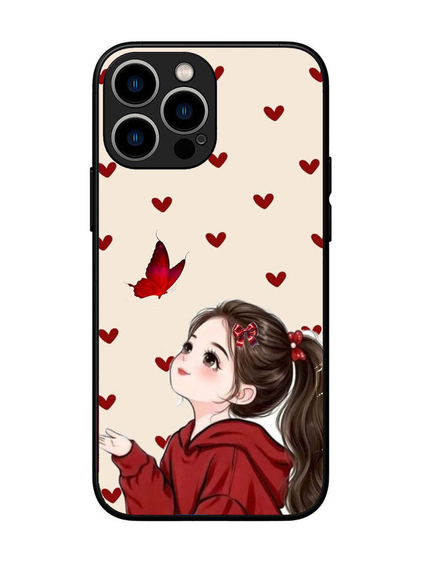 iPhone 13 Pro Max Beautiful girl with red butterfly