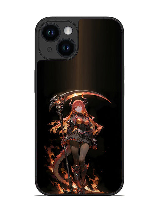 iPhone 15 anime-girl-sycthe-red-hair-horn