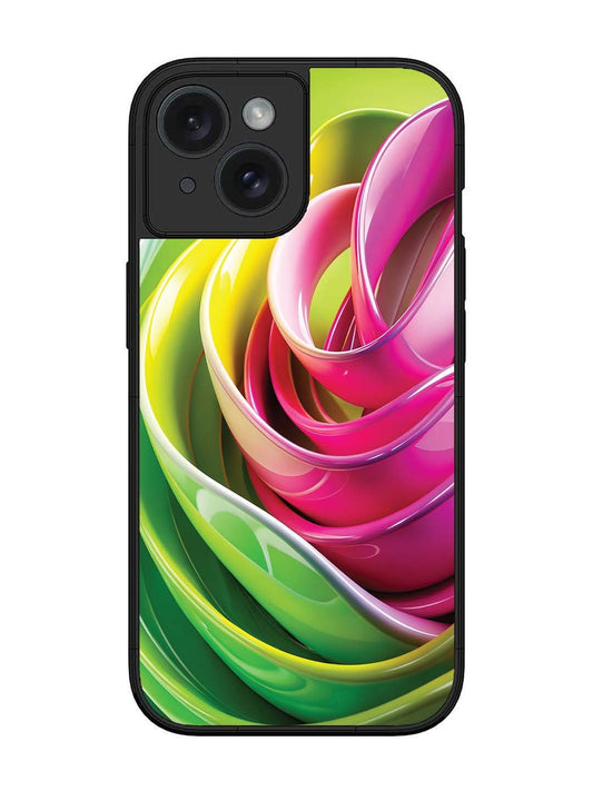 iPhone 15 Vibrant Swirl Glossy Ribbon Art