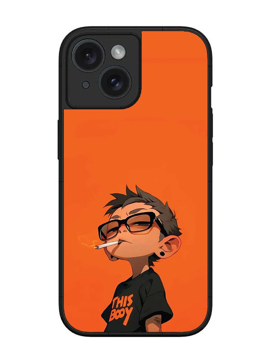 iPhone 15 Vibrant Orange Attitude Cartoon