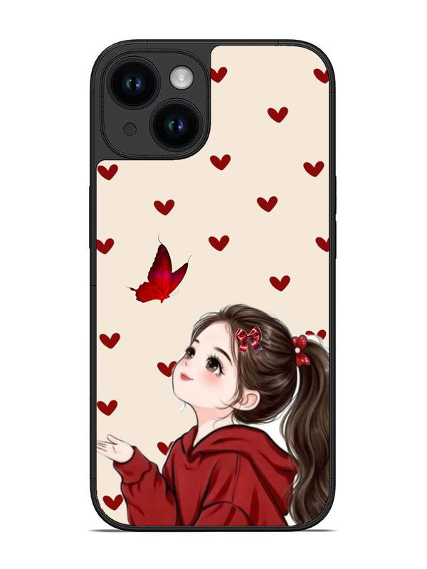 iPhone 14 Beautiful girl with red butterfly