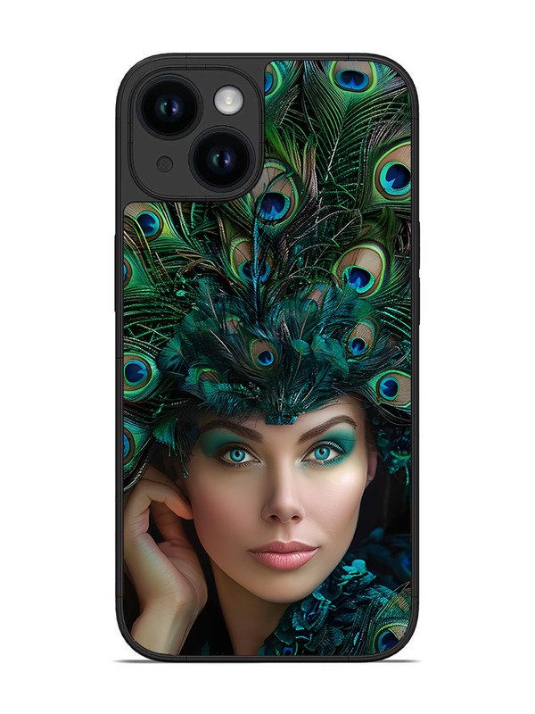 iPhone 14 Girl with peacock feather Crown
