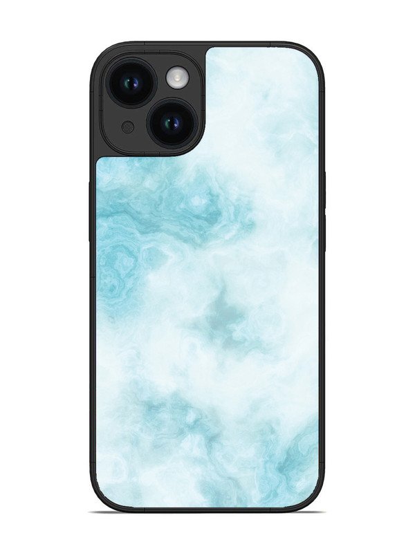 iPhone 15 Light Blue with White Ocean Marble
