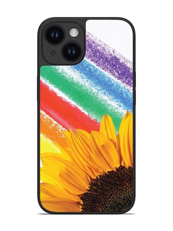 iPhone 15 Sunflower on Colourful Lines