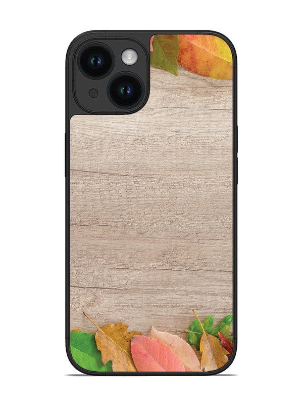 iPhone 15 Autumn Leafs On Wooden Table