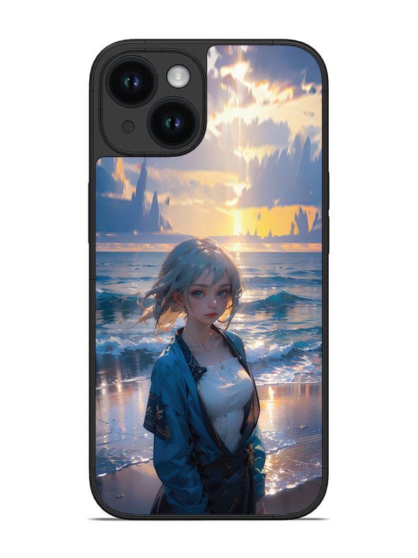 iPhone 15 Anime Girl Beach Ocean Waves