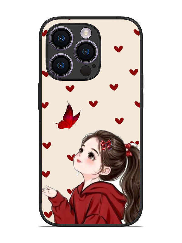 iPhone 14 Pro Beautiful girl with red butterfly