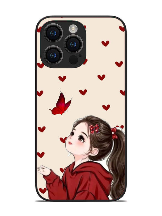 iPhone 14 Pro Max Beautiful girl with red butterfly