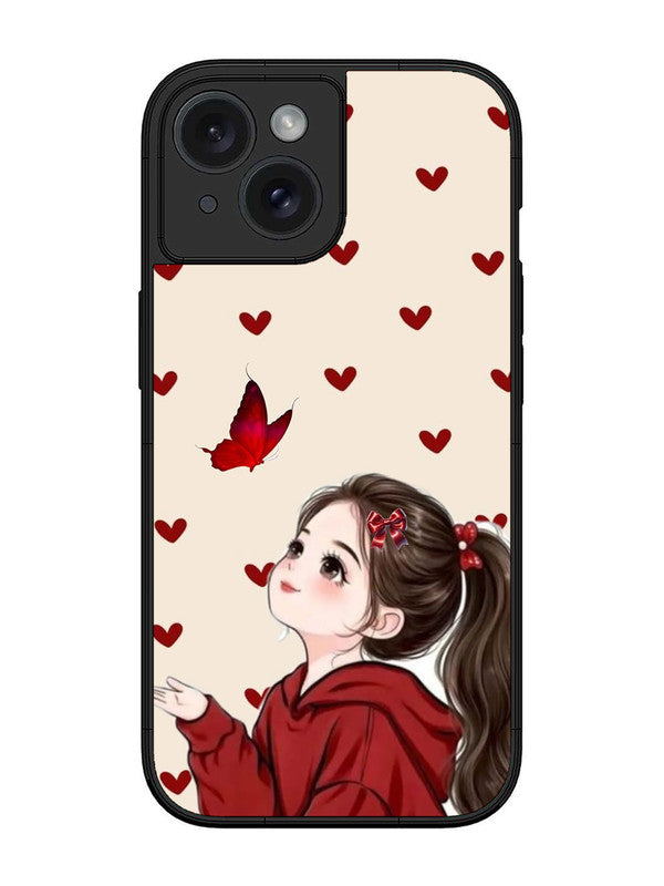 iPhone 15 Beautiful girl with red butterfly