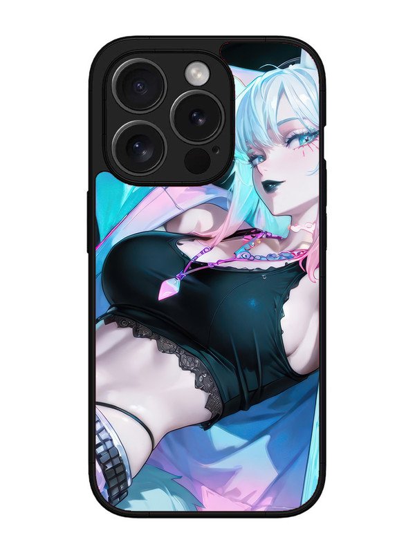 iPhone 15 Pro Max anime girl fox headpohone white Hair