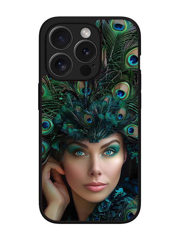 iPhone 15 Pro Max Girl with peacock feather Crown
