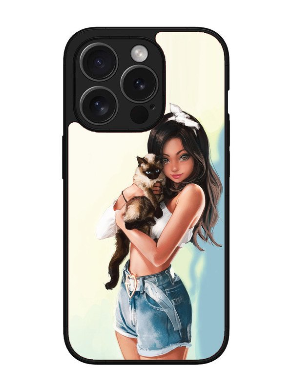 iPhone 15 Pro Max Cute Girl with Cat