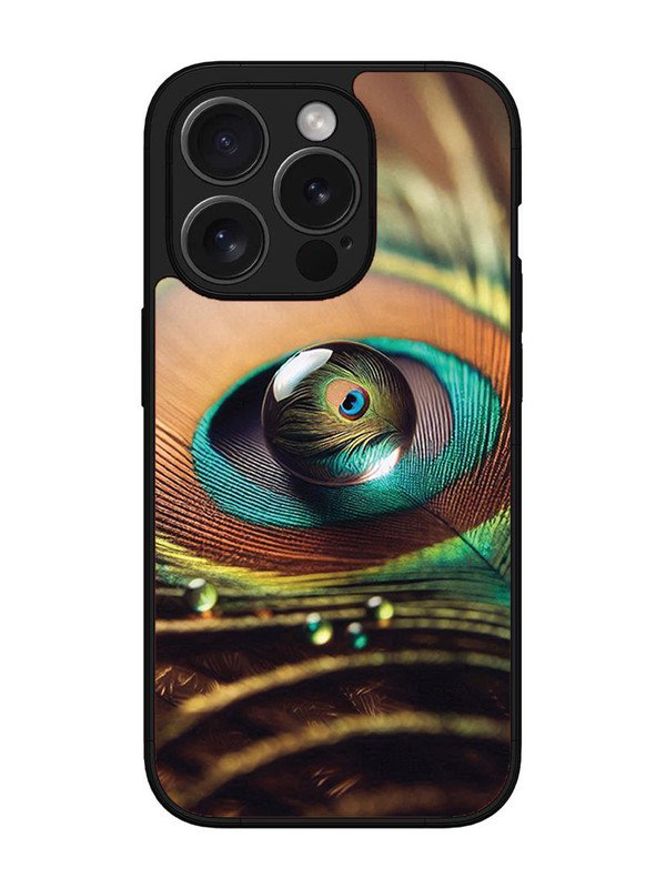 iPhone 15 Pro Max Water Drop On Peacock Feather
