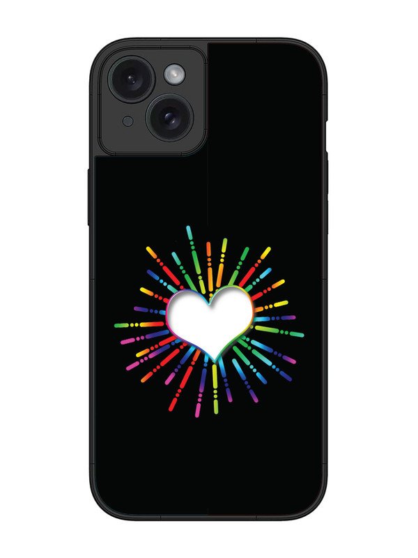iPhone 15 Plus Colourful Heart on Black