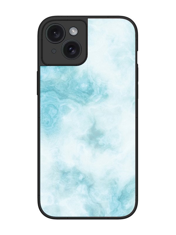 iPhone 15 Plus Light Blue with White Ocean Marble