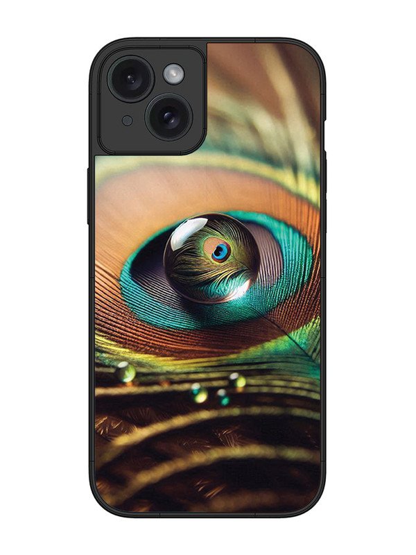 iPhone 15 Plus Water Drop On Peacock Feather