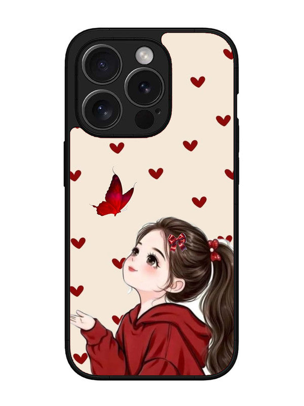 iPhone 15 Pro Beautiful girl with red butterfly