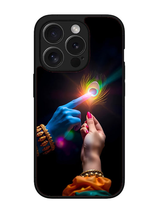 iPhone 15 Pro | 2D Metal | Radha Krishna touching feather | IP-15P-454