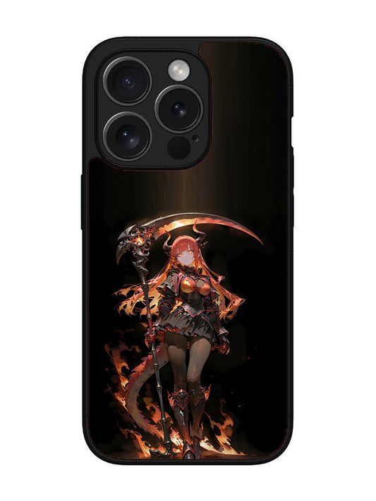 iPhone 15 Pro Max anime-girl-sycthe-red-hair-horn