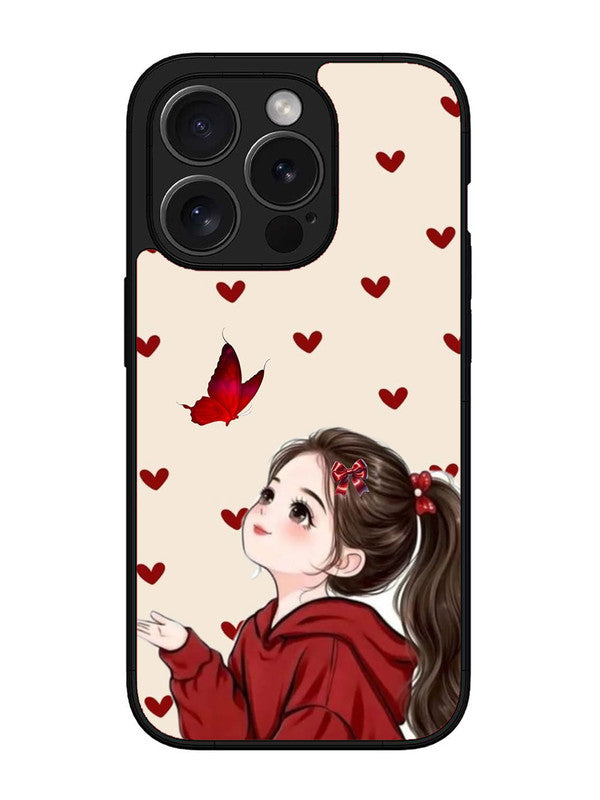 iPhone 15 Pro Max Beautiful girl with red butterfly