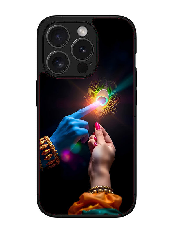 iPhone 15 Pro Max | 2D Metal | Radha Krishna touching feather | IP-15PM-454
