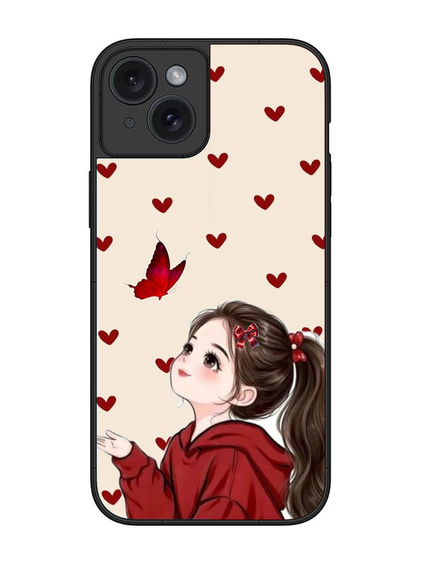 iPhone 15 Plus Beautiful girl with red butterfly