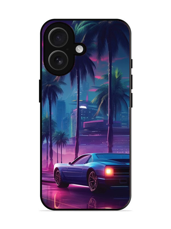iPhone 16 sunset-sports-car-city-palm-trees
