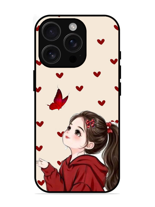 iPhone 16 Pro Beautiful girl with red butterfly