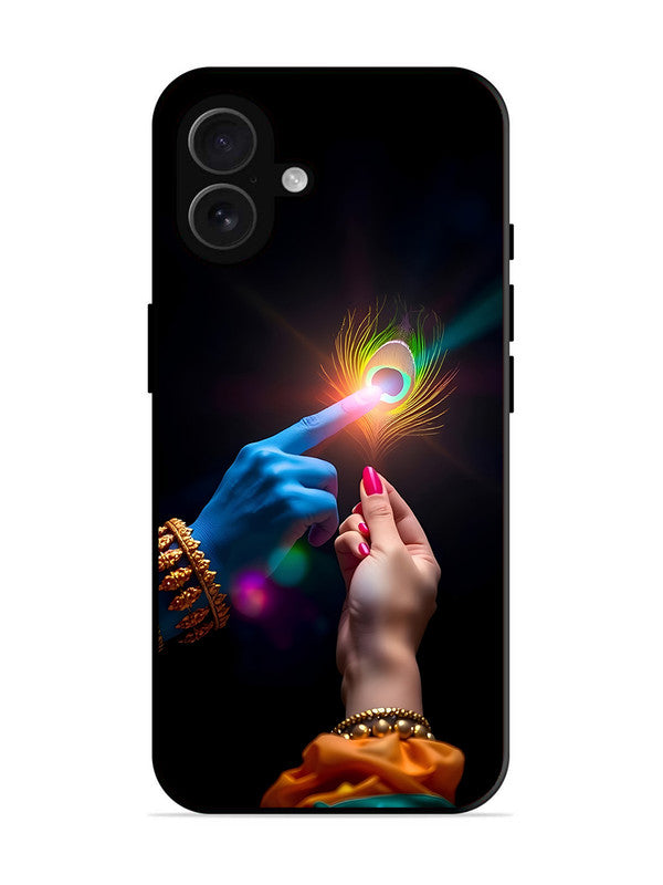 iPhone 16 Plus | 2D Metal | Radha Krishna touching feather | IP-16Pl-454
