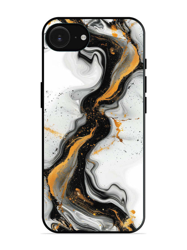 iPhone 16e Black And Golden Marble Essence