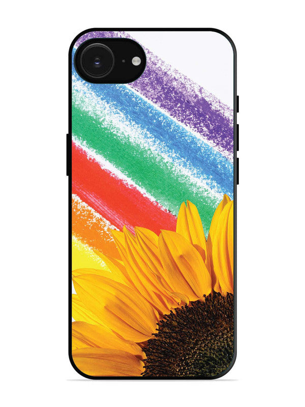 iPhone 16e Sunflower on Colourful Lines