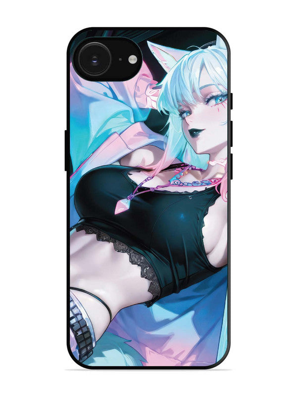 iPhone 16e anime girl fox headpohone white Hair