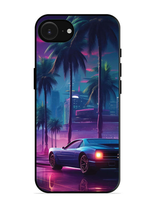 iPhone 16e sunset-sports-car-city-palm-trees
