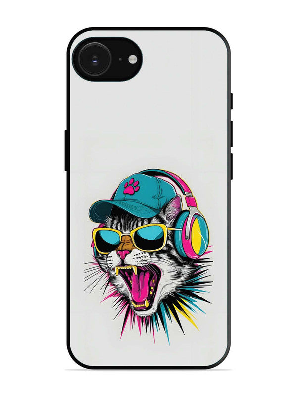 iPhone 16e Neon Pop Art DJ Cat Vibe