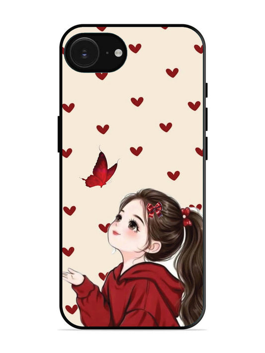 iPhone 16e Beautiful girl with red butterfly