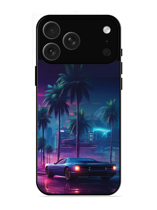 iPhone 17 Pro sunset-sports-car-city-palm-trees