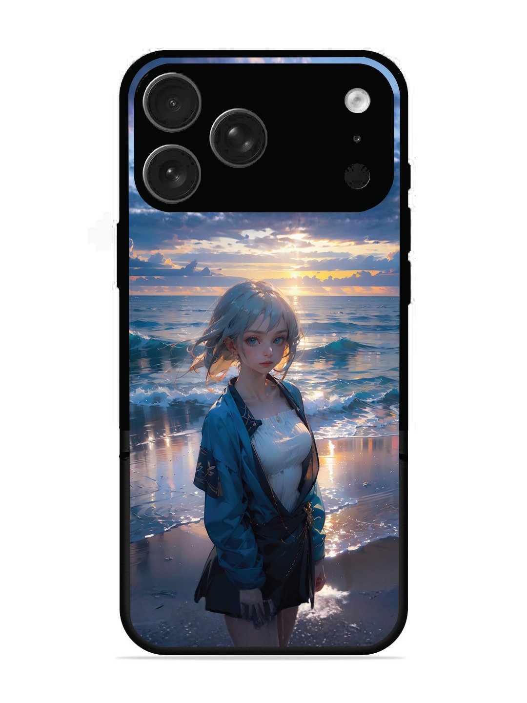 iPhone 17 Pro Max Anime Girl Beach Ocean Waves