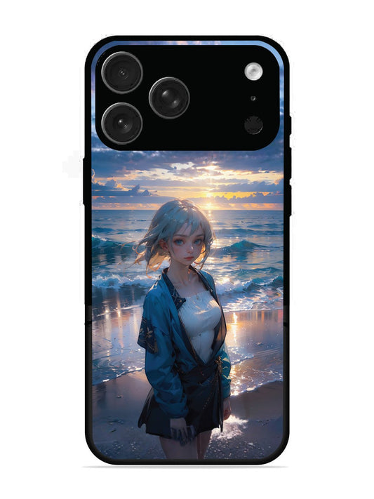 iPhone 17 Pro Max Anime Girl Beach Ocean Waves
